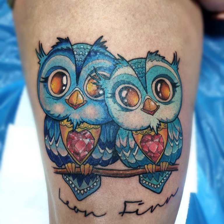 Tatouage de 2 hiboux