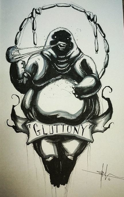 Tattoo 7 Todsünden. Skizzen, Foto, Bedeutung