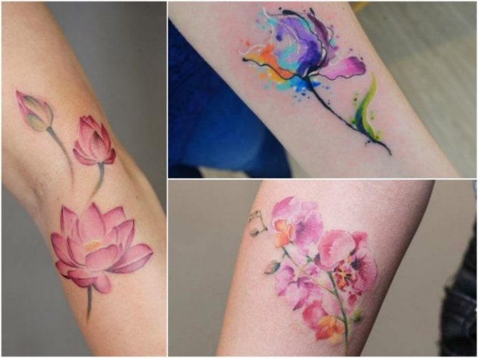 Tatuaggio acquerello per donna - Fiori acquerellati Tatuaggio fiori per donna - Tatuaggio fiori sulla mano