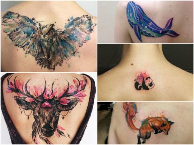 Tattoo Watercolor for Women - Animal Watercolor Tattoo - Tattoo for Women on Back