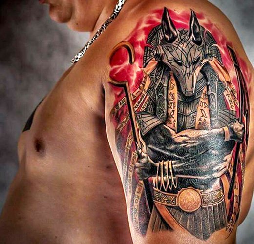 Tattoo Anubis the god of Egypt. Meaning, designs, photo tattoos for men, women