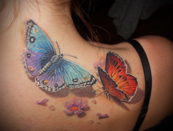 Butterfly tattoo. Meaning for girls, photos, sketches on the waist, arm, butt, neck, leg, shoulder