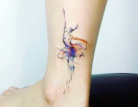 Ballerina tattoo on a girl's leg