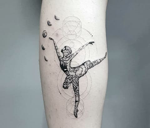 Ballerina tattoo in the style of geometry