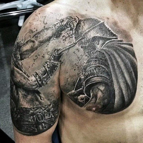 Combat de gladiateurs en tatouage