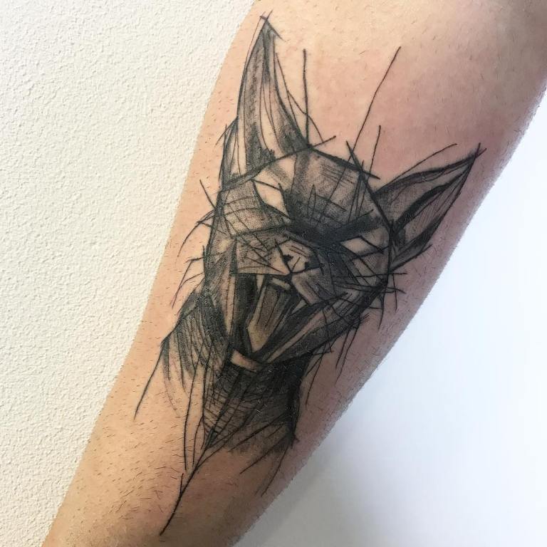 tatouage de chat noir