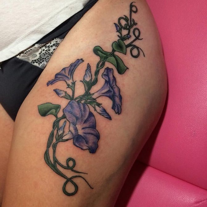 Signification du tatouage de fleurs - Tatouage de fleurs - Tatouage de fleurs sur sa cuisse