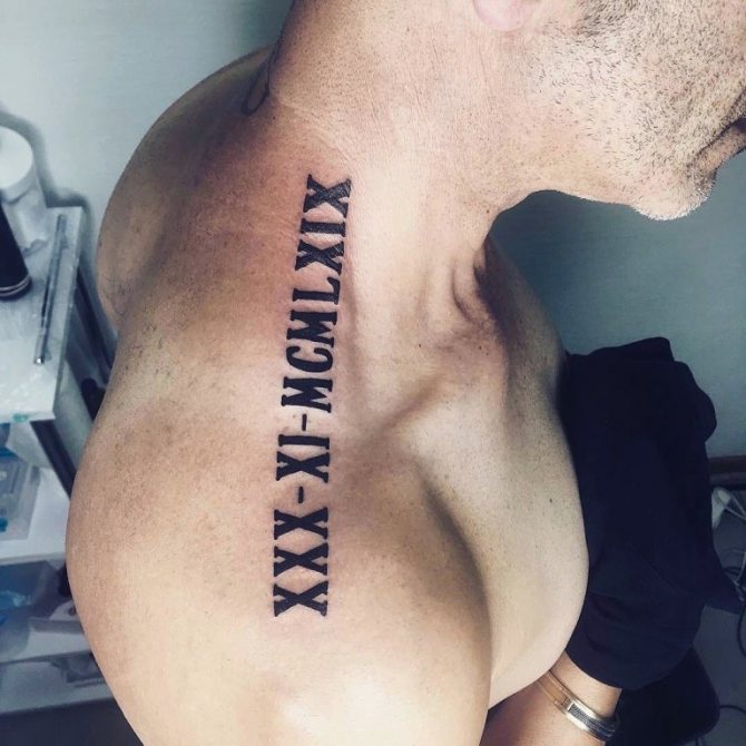 tattoo date of birth in roman numerals