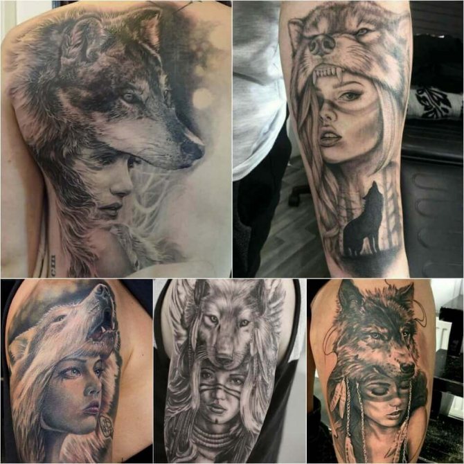 Tattoo Mädchen - Tattoo Mädchen im Wolfsfell - Tattoo Mädchen mit Wolf