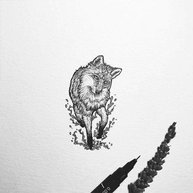 tatouage pour filles renard en vol