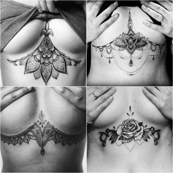 Tatouage pour filles - Tatouage pour filles sur la poitrine - Tatouage pour filles sous les seins