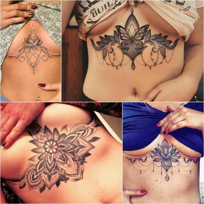 Tatouage pour filles - Tatouage pour filles sur la poitrine - Tatouage pour filles sous les seins