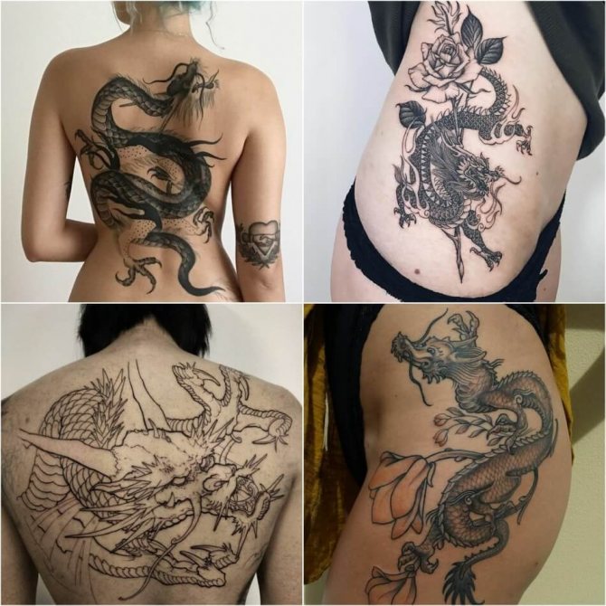 Tatouage de dragon - Tatouage de dragon - Tatouage de dragon féminin - Tatouage de dragon pour filles