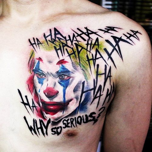 Tattoo Joker on his arm, forearm, leg. Sketches, photo, meaning