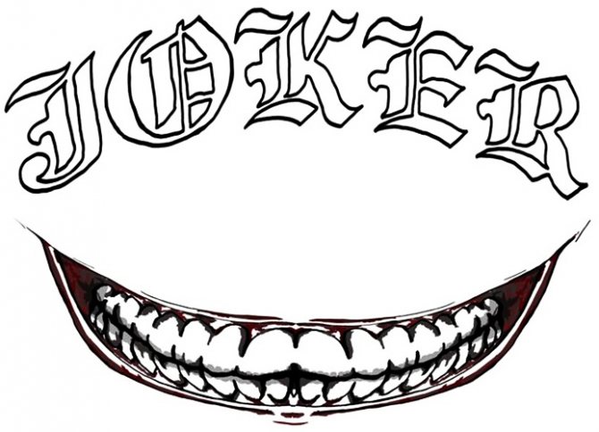 Tattoo Joker on his arm, forearm, leg. Sketches, photo, meaning