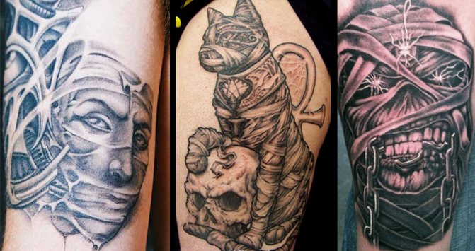 Tetoválás egyiptomi témák férfiak és lányok számára. Vázlatok a kézen, alkaron, ujjakon, értékek. Fotó