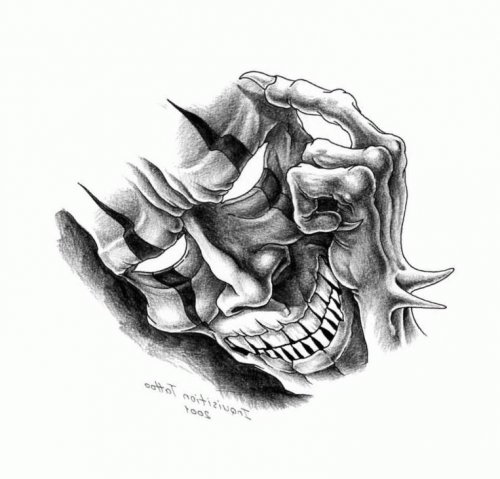 Tattoo sketches for men black and white, mask sketch