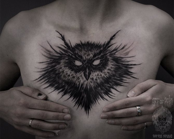 Tattoo of owl in horror style