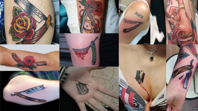 photo de tatouage avec une lame de rasoir