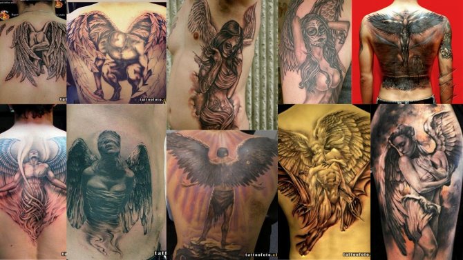 Photo de tatouage avec un ange déchu