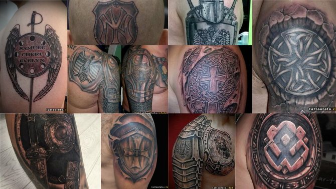 photo de tatouage avec un bouclier