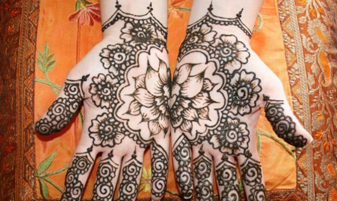 Tattoo henna (mehendi) on the arm - easy, small drawings. How long does the tattoo last. Price. Picture