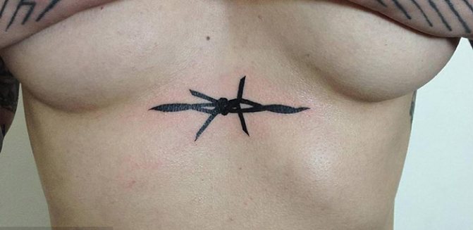 Татуировка с бодлива тел. Скици, значение, снимка