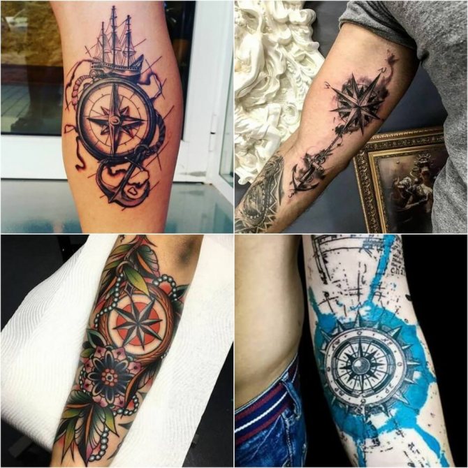 Татуировка Компас - Мъжка татуировка Компас - Татуировка Компас за мъж
