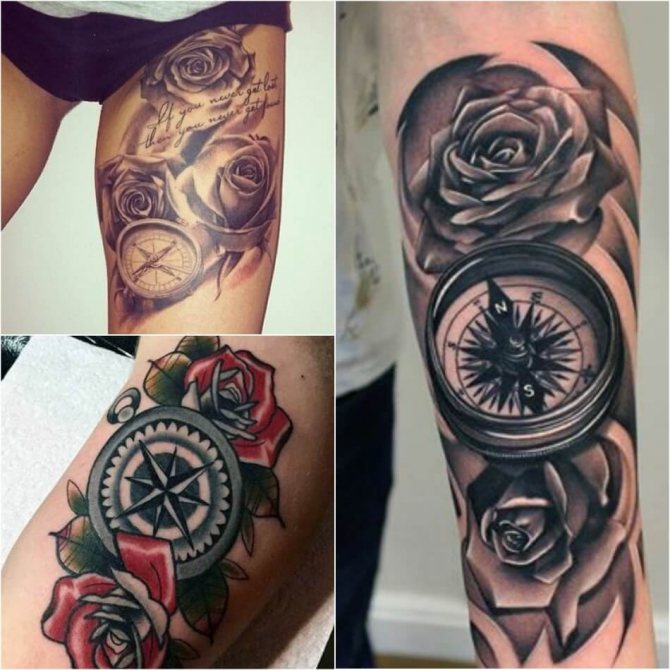 Tatouage boussole et rose - Tatouage boussole et rose