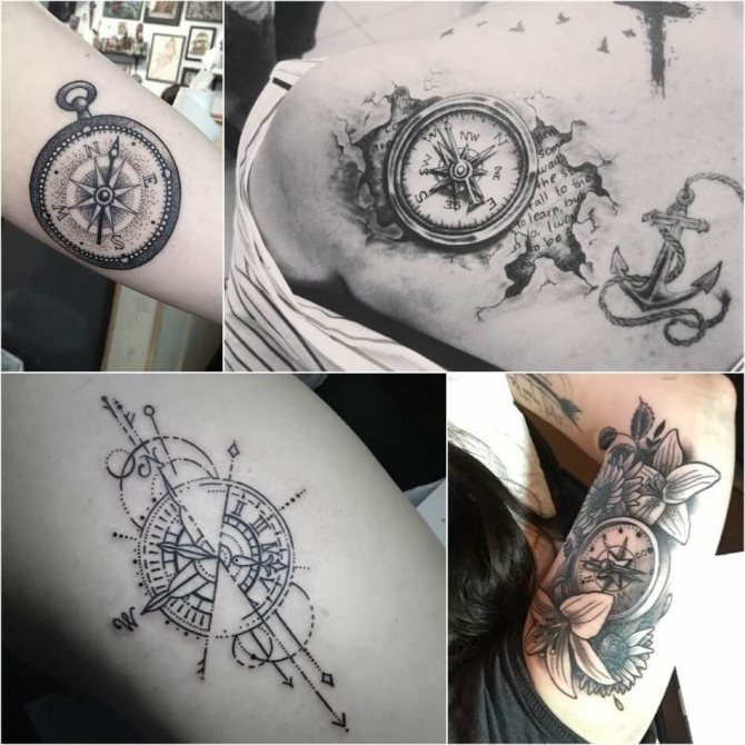 Татуировка Компас - Женска татуировка Компас - Татуировка Компас за момичета