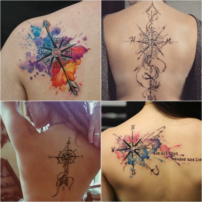 Татуировка Компас - Женска татуировка Компас - Татуировки Компас за момичета