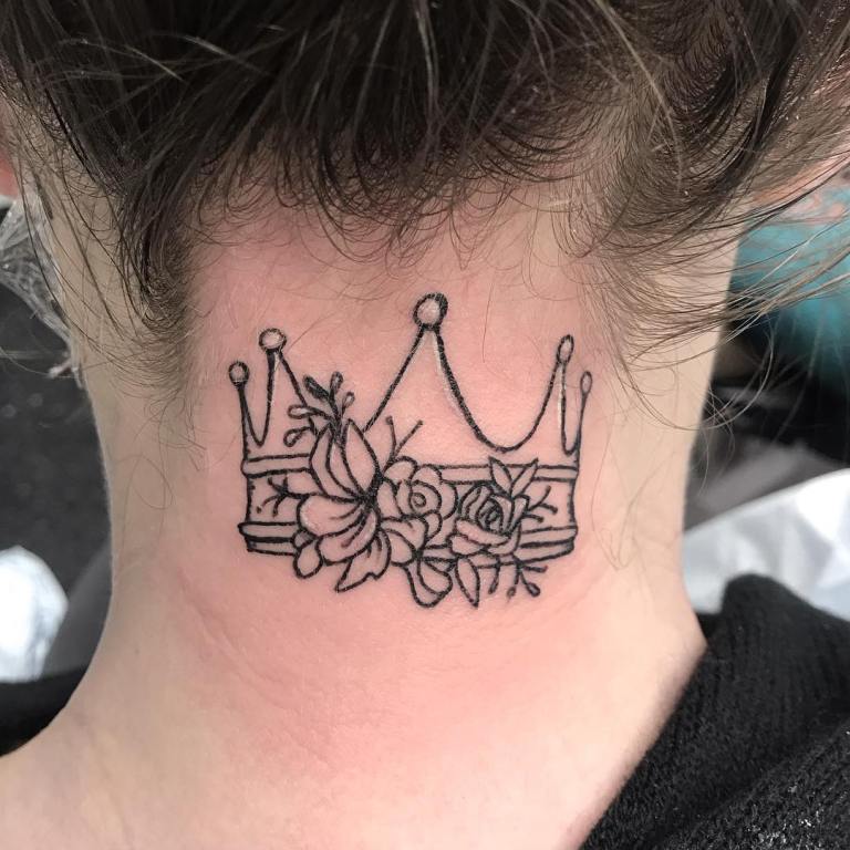 Tattooed crown on my neck