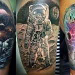 Tattoo astronaut on your arm. Sketches, meaning, photos