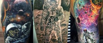 Tatuaje de un astronauta en el brazo. Bocetos, significado, fotos