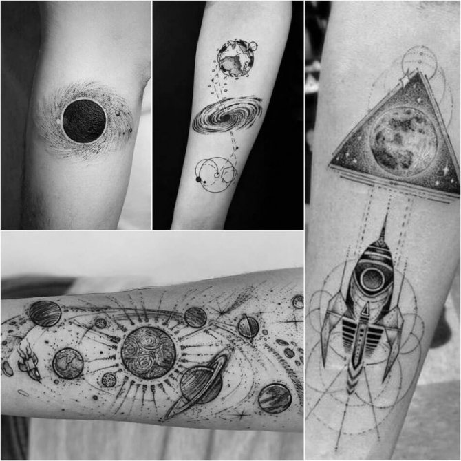 Tattoo Space - Fekete-fehér tér tetoválás - Tattoo Space