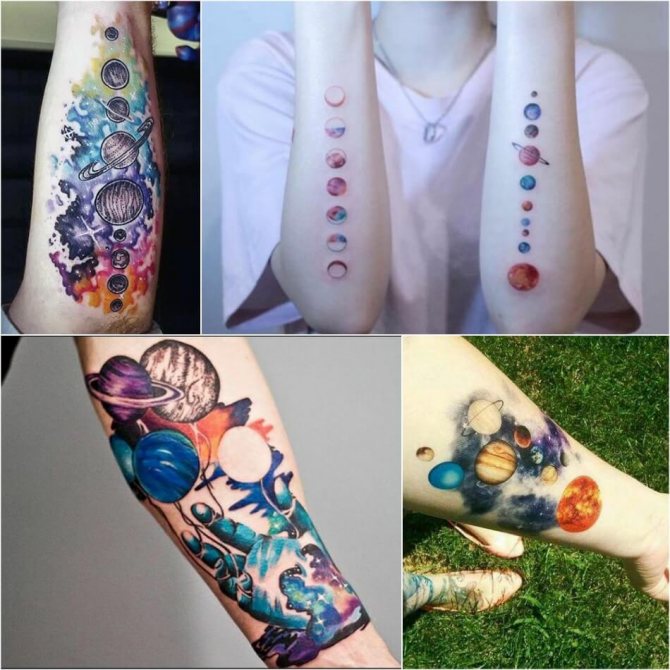 Tattoo cosmos - tattoo of planets - tattoo of a planet