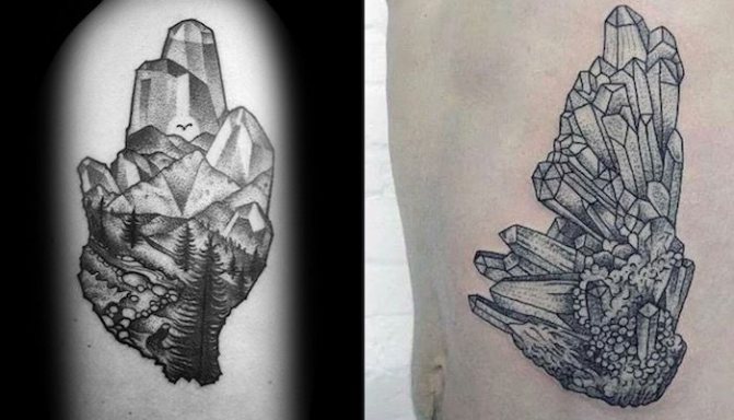 Tattoo crystal forest noir et blanc