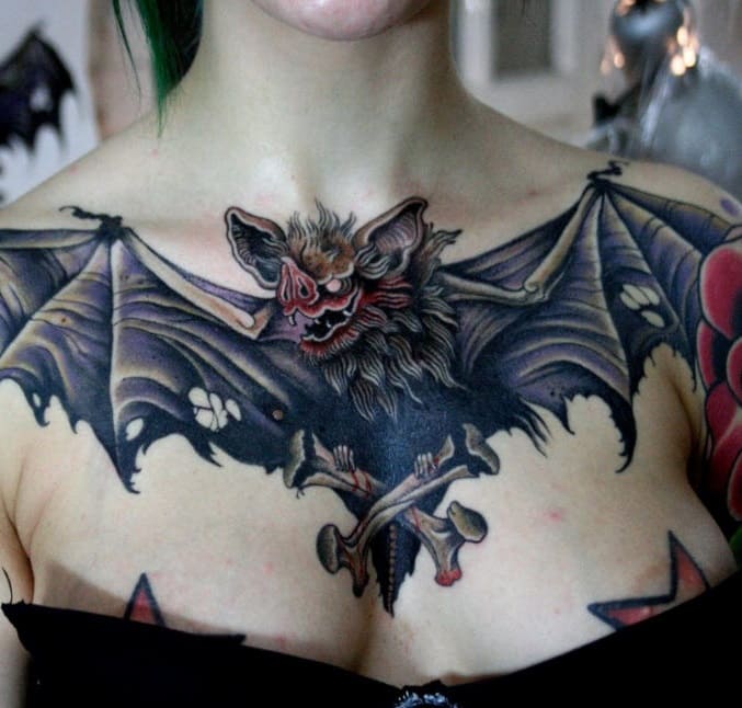 Tatouage de chauve-souris dans un style oriental