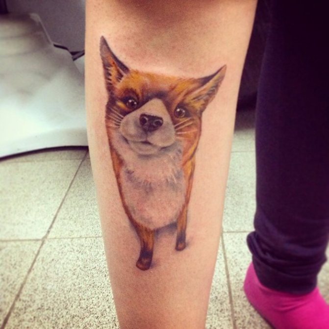 Tattoo fox on legs realism
