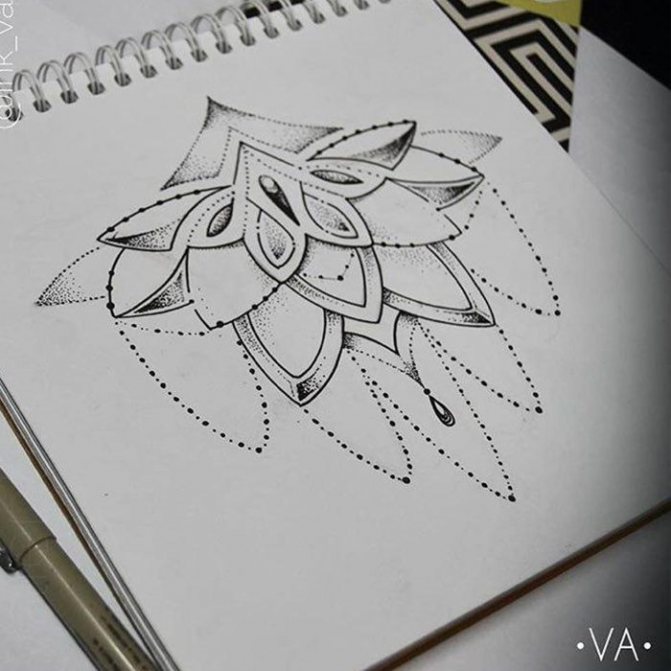 tatuointi lootuksen kukka ketjulla