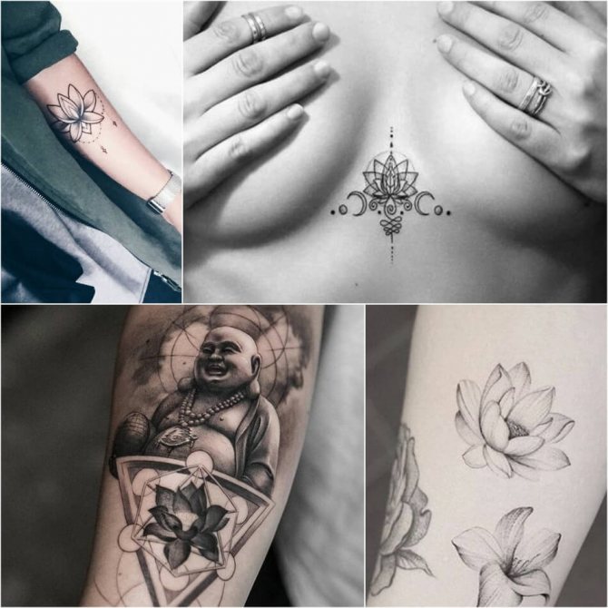 Tetování Lotus - Černobílé tetování Lotus