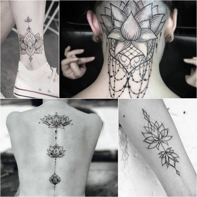 Tattoo Lotus - Tatouage de lotus noir et blanc