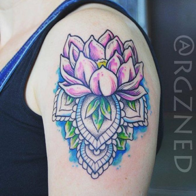 vesiväritatuointi lootuksesta