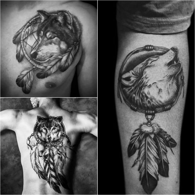 Tatouage attrape-rêves - Tatouage attrape-rêves de loup