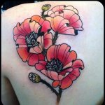 Tatouage de coquelicots sur l'omoplate