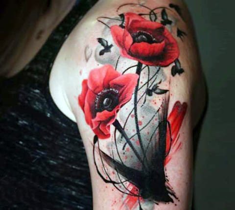 Tatouage d'un coquelicot