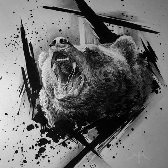 tattoo bear sketch growl