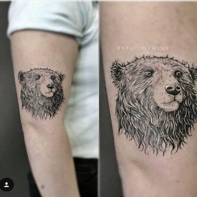 Tattoo bjørnehoved på hånden