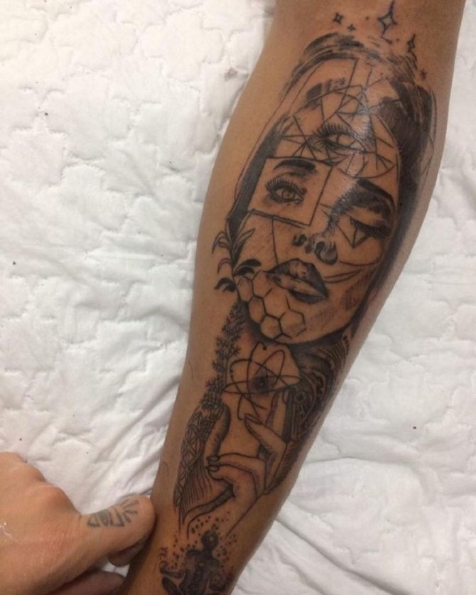 Tattoo on a girl's shin
