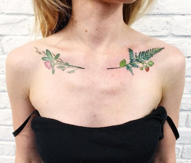 Tatouage sur la clavicule pour les filles - Tatouage de fleurs sur la clavicule - Tatouage de fleurs sur la clavicule des filles